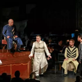 Foto: Ein Aufnahme aus der Opernaufführung Tannhäuser und der Sängerkrieg auf der Wartburg.