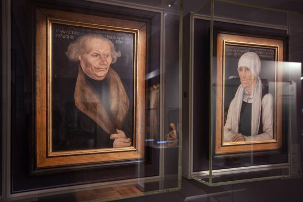Porträts von Hans und Margarete Luther wahrscheinlich 1527 von Lucas Cranach d. Ä. gemalt