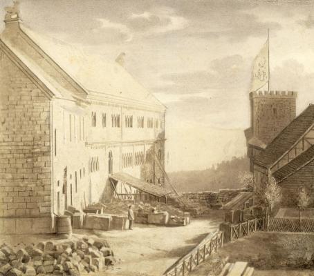 Burghof der Wartburg nach Süden, 1855